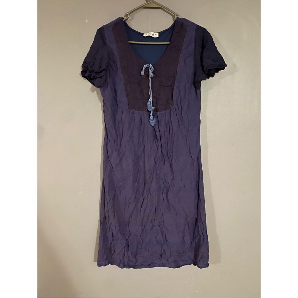 Lapogee Blue Pinkish Short Sleeve Slip Overlay With Tassel Size XL